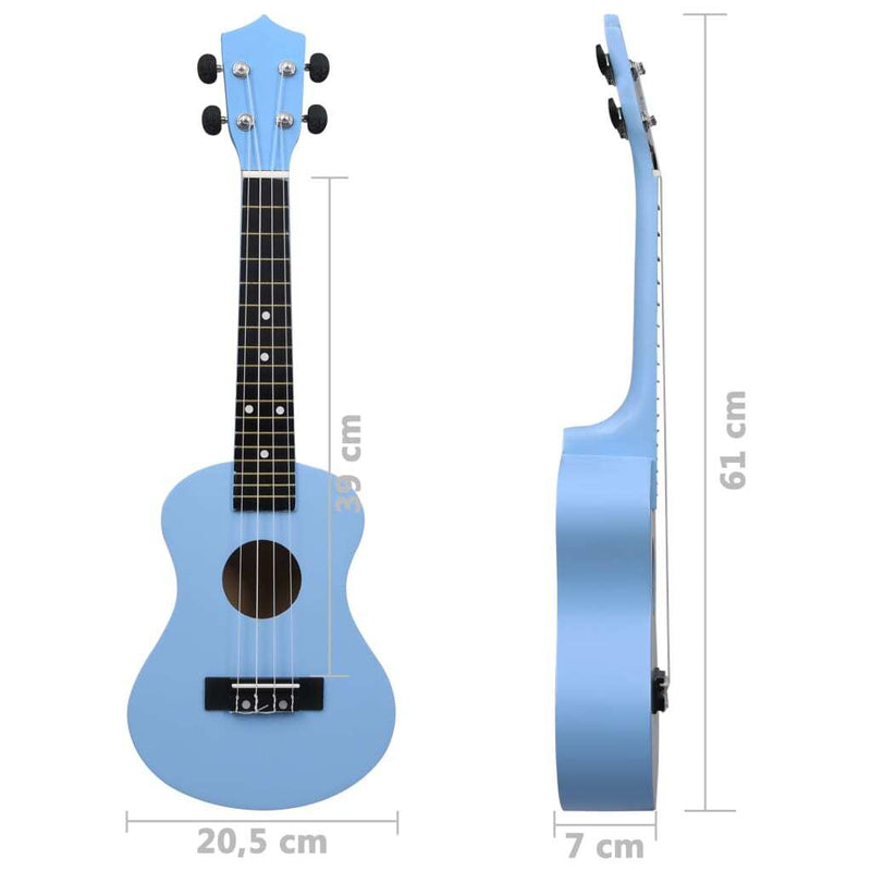 Soprano Ukulele Set with Bag for Kids Baby Blue 23"