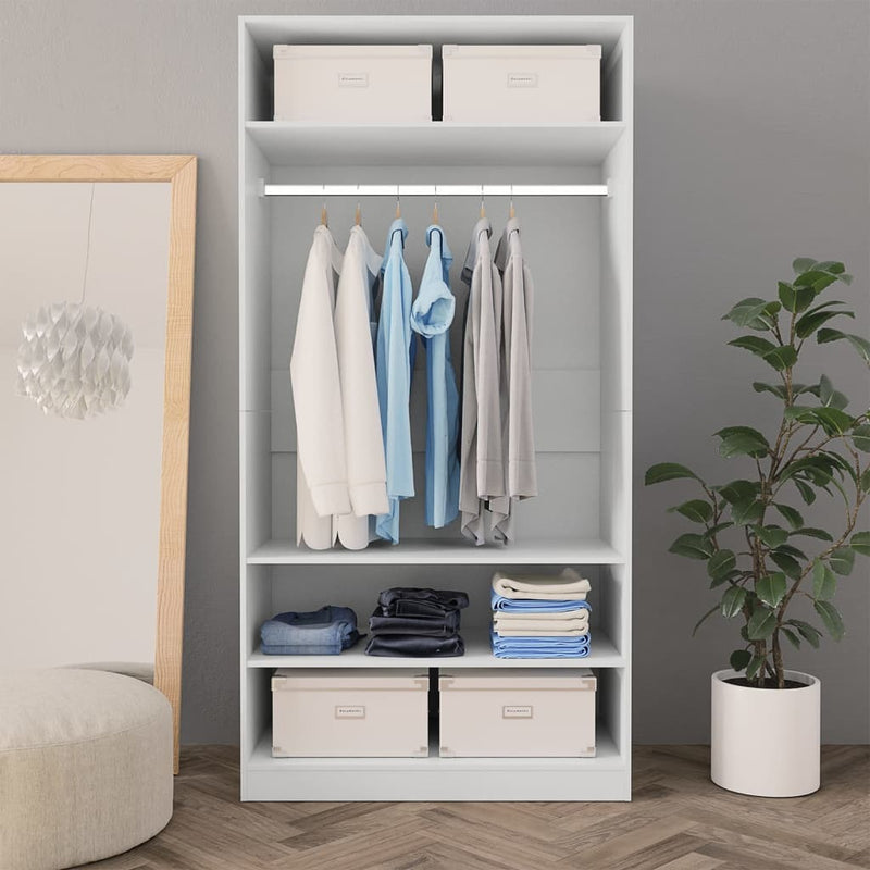 Wardrobe White 100x50x200 cm Engineered Wood