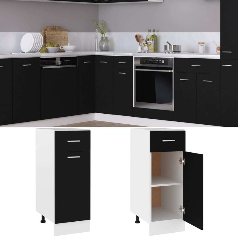 Drawer Bottom Cabinet Black 30x46x81.5 cm Engineered Wood