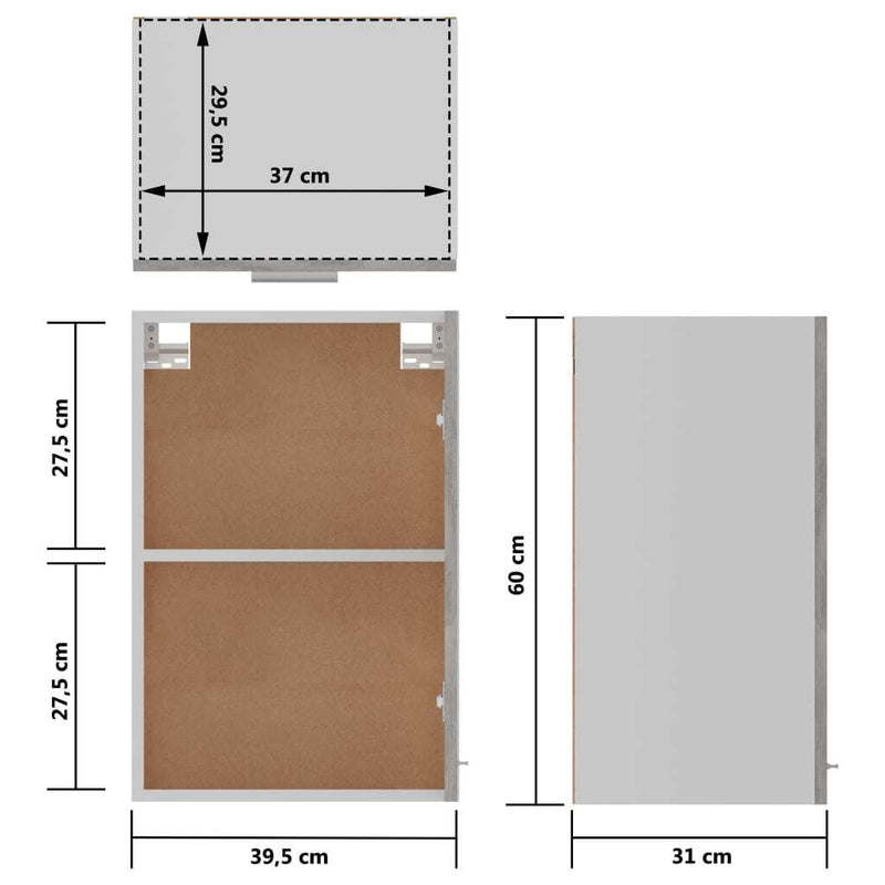 Hanging Cabinet Concrete Grey 39.5x31x60 cm Engineered Wood