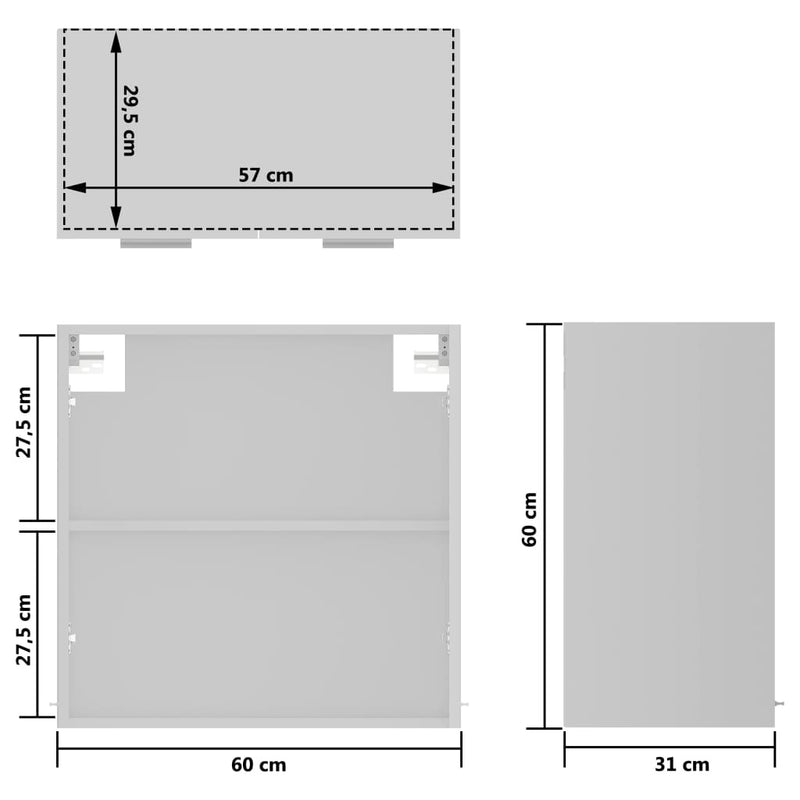 Hanging Glass Cabinet White 60x31x60 cm Engineered Wood