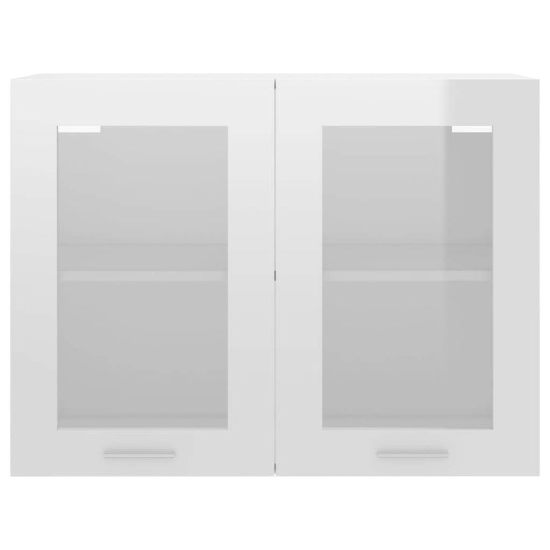 Hanging Glass Cabinet High Gloss White 80x31x60 cm Engineered Wood