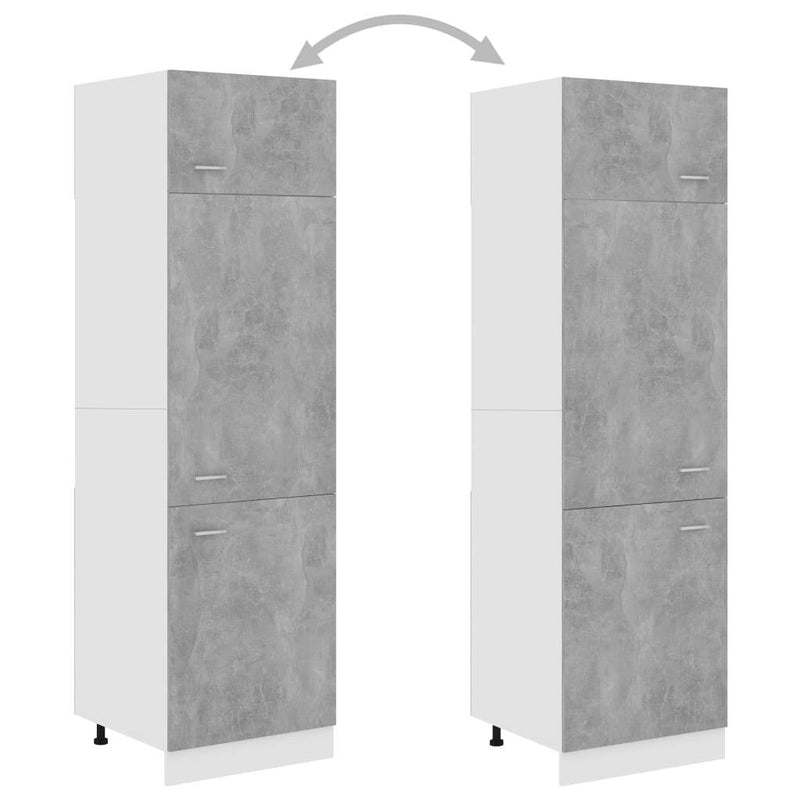 Refrigerator Cabinet Concrete Grey 60x57x207 cm Engineered Wood