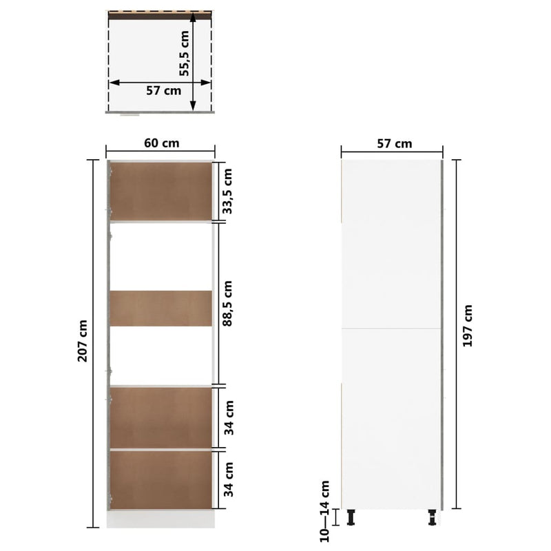 Refrigerator Cabinet Concrete Grey 60x57x207 cm Engineered Wood