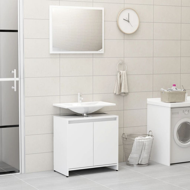 Bathroom Furniture Set White Engineered Wood