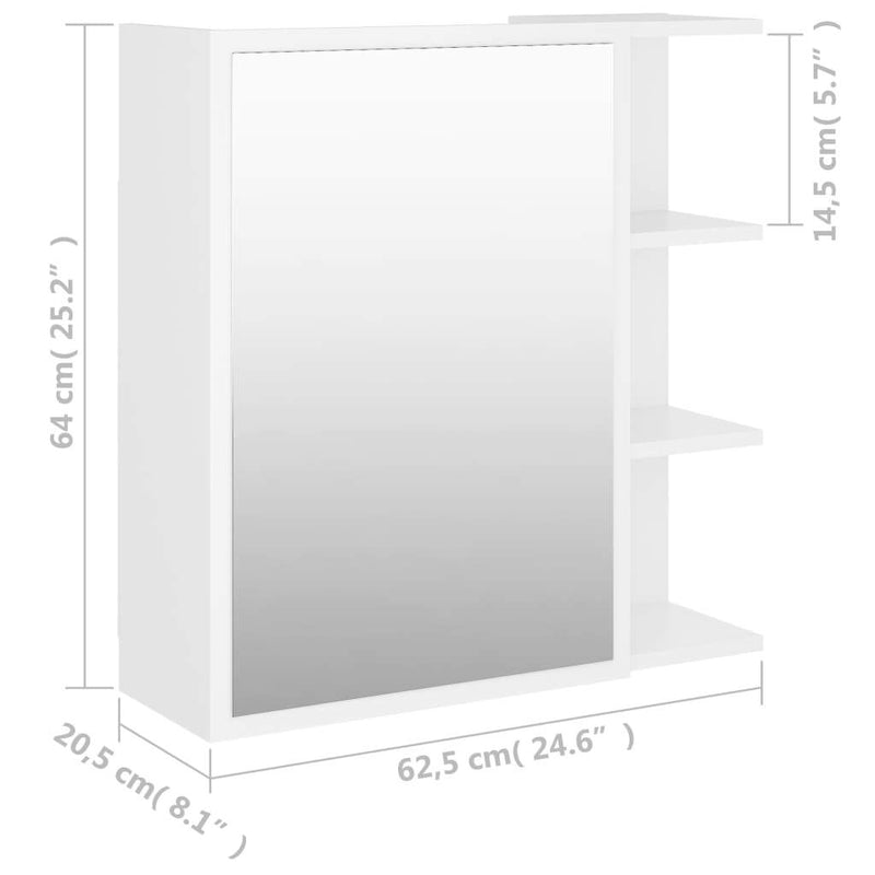 Bathroom Mirror Cabinet White 62.5x20.5x64 cm Engineered Wood