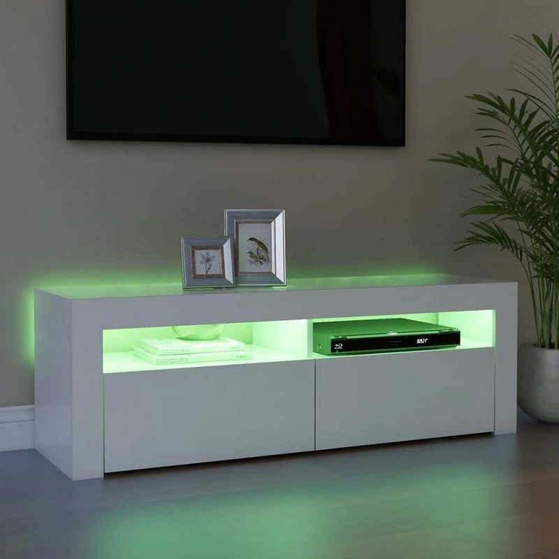 TV Cabinet with LED Lights White 120x35x40 cm