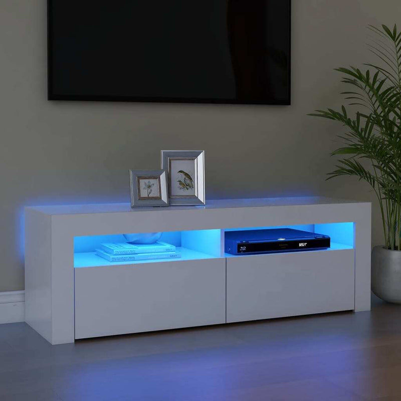 TV Cabinet with LED Lights White 120x35x40 cm