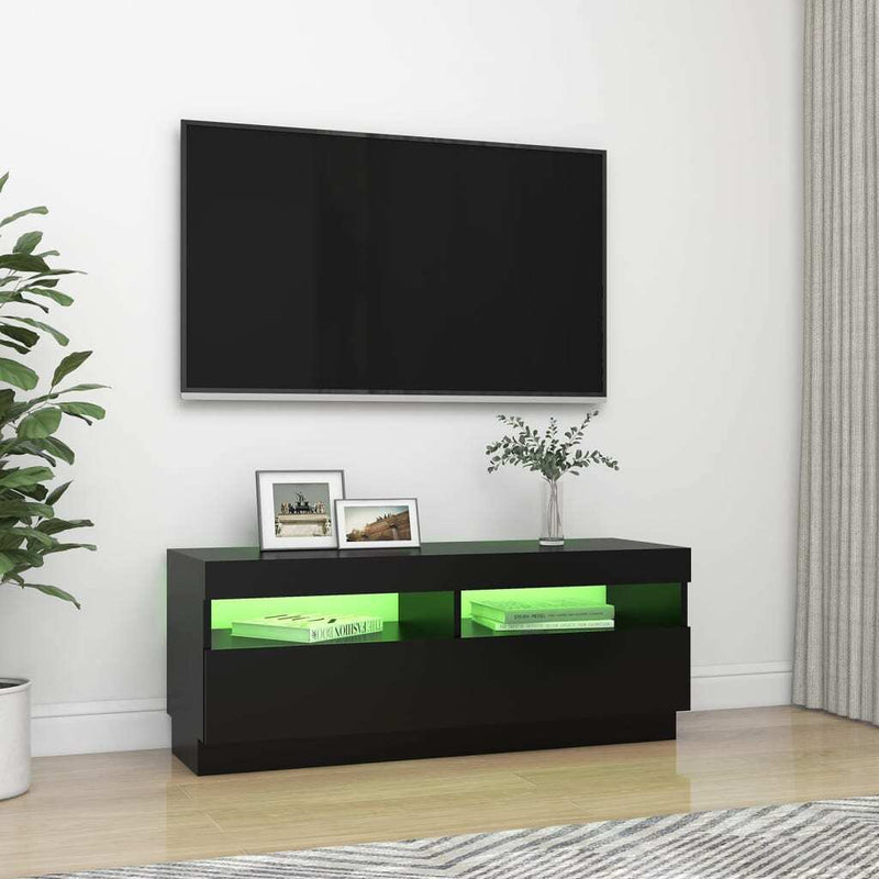 TV Cabinet with LED Lights Black 100x35x40 cm