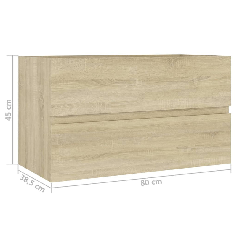 Sink Cabinet Sonoma Oak 80x38.5x45 cm Engineered Wood