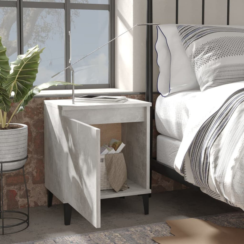 Bed Cabinets with Metal Legs Concrete Grey 40x30x50 cm