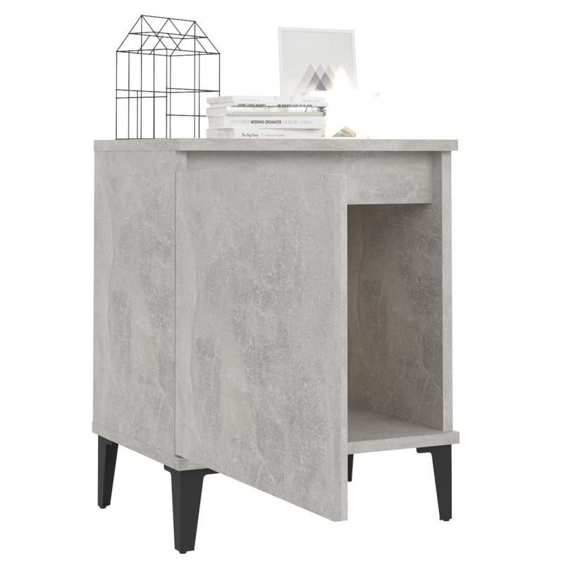 Bed Cabinets with Metal Legs Concrete Grey 40x30x50 cm