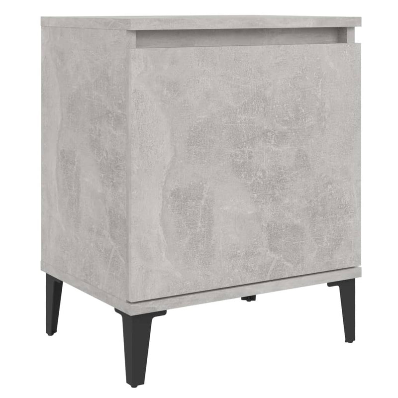 Bed Cabinets with Metal Legs Concrete Grey 40x30x50 cm