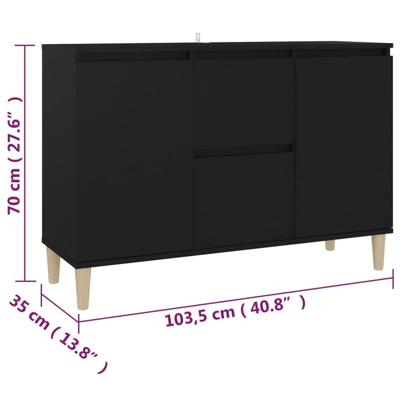 Sideboard Black 101x35x70 cm Engineered Wood