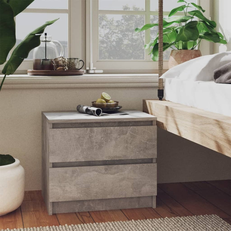 Bed Cabinet Concrete Grey 50x39x43.5 cm Engineered Wood