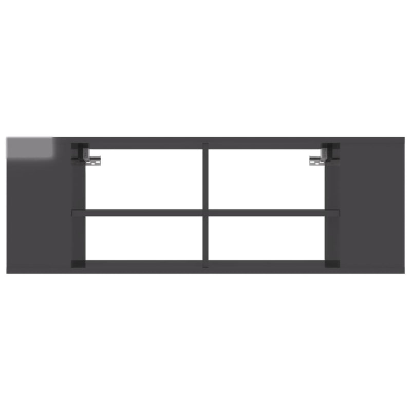 Wall-Mounted TV Cabinet High Gloss Grey 102x35x35 cm Engineered Wood