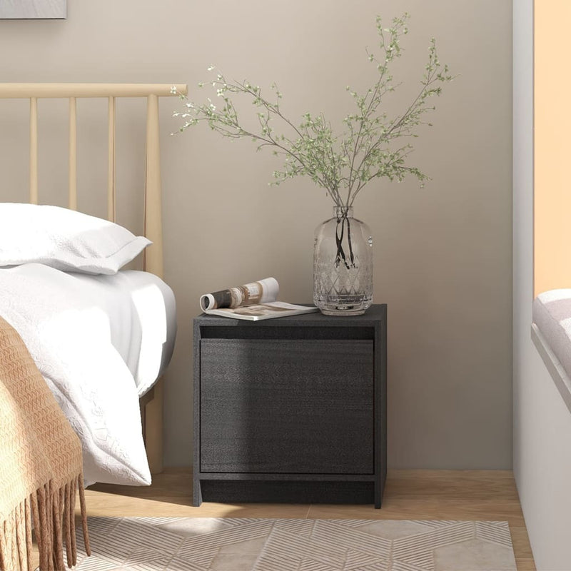 Bedside Cabinet Grey 40x30.5x40 cm Solid Pinewood