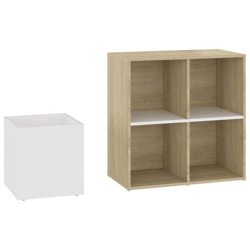 Hall Shoe Cabinet White and Sonoma Oak 105x35.5x70 cm Engineered Wood