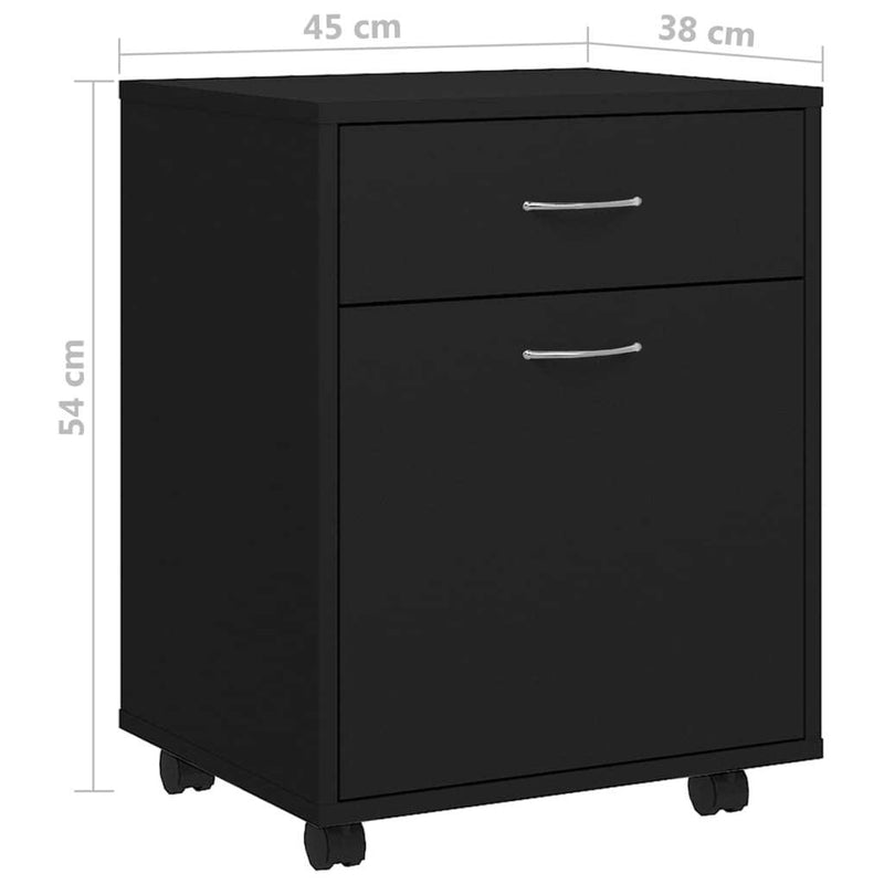 Rolling Cabinet Black 45x38x54 cm Engineered Wood