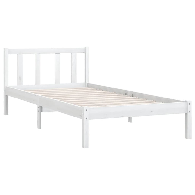 810073  Bed Frame without Mattress White Solid Wood 100x200 cm