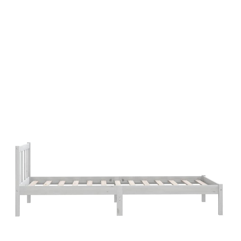 810073  Bed Frame without Mattress White Solid Wood 100x200 cm