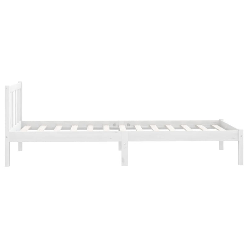 810073  Bed Frame without Mattress White Solid Wood 100x200 cm