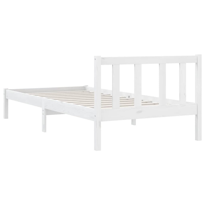 810073  Bed Frame without Mattress White Solid Wood 100x200 cm