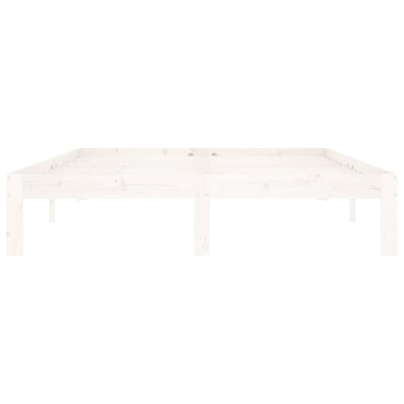 Bed Frame without Mattress White Solid Wood Pine 140x200cm