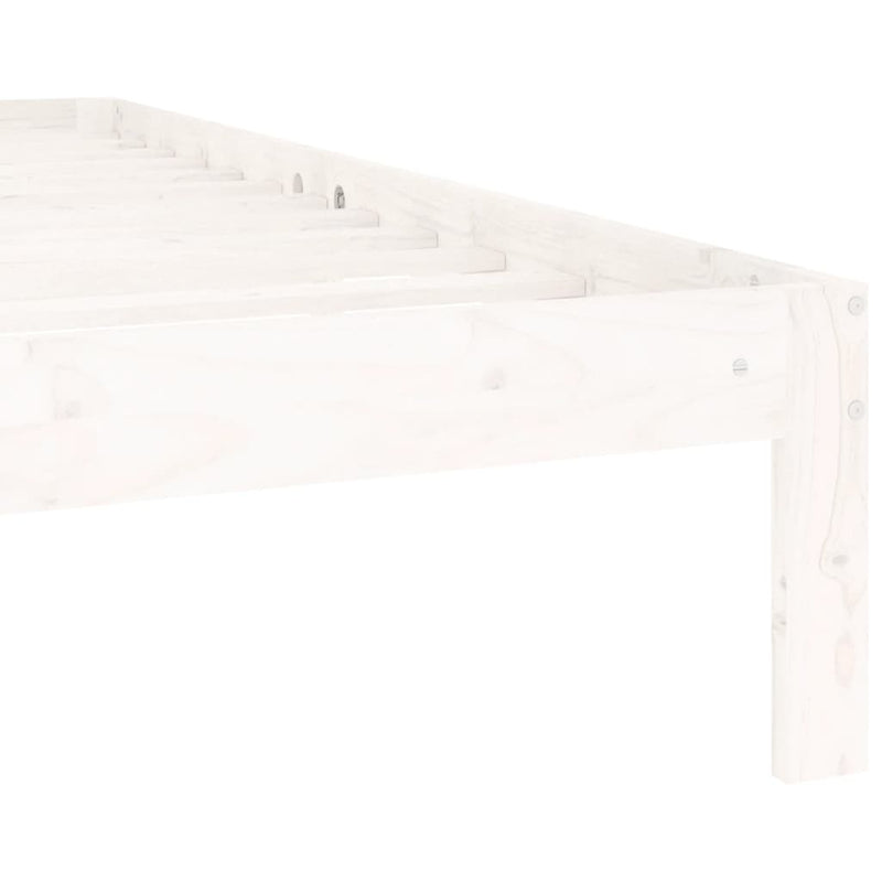 Bed Frame without Mattress White Solid Wood Pine 140x200cm