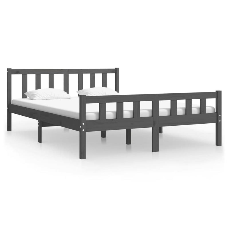 810661  Bed Frame without Mattress Grey Solid Wood 140x190 cm