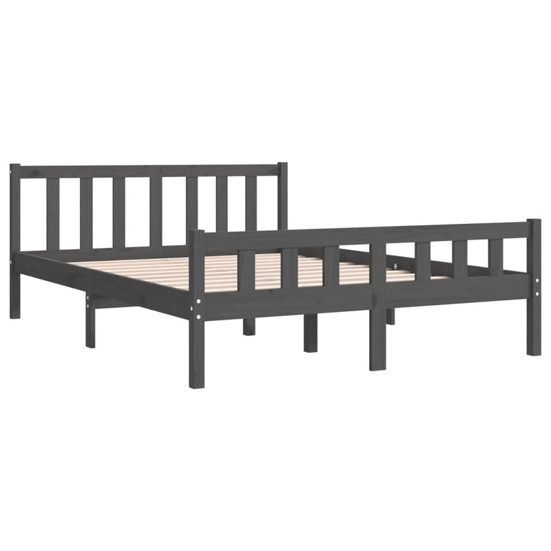 810661  Bed Frame without Mattress Grey Solid Wood 140x190 cm