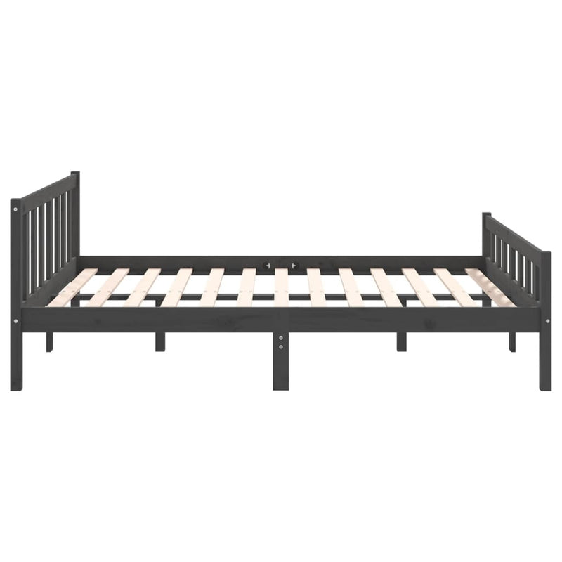 810661  Bed Frame without Mattress Grey Solid Wood 140x190 cm