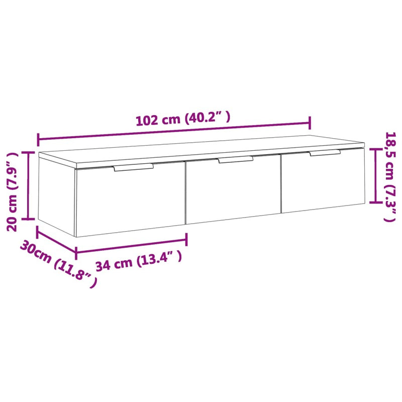 Wall Cabinet Concrete Grey 102x30x20 cm Engineered Wood