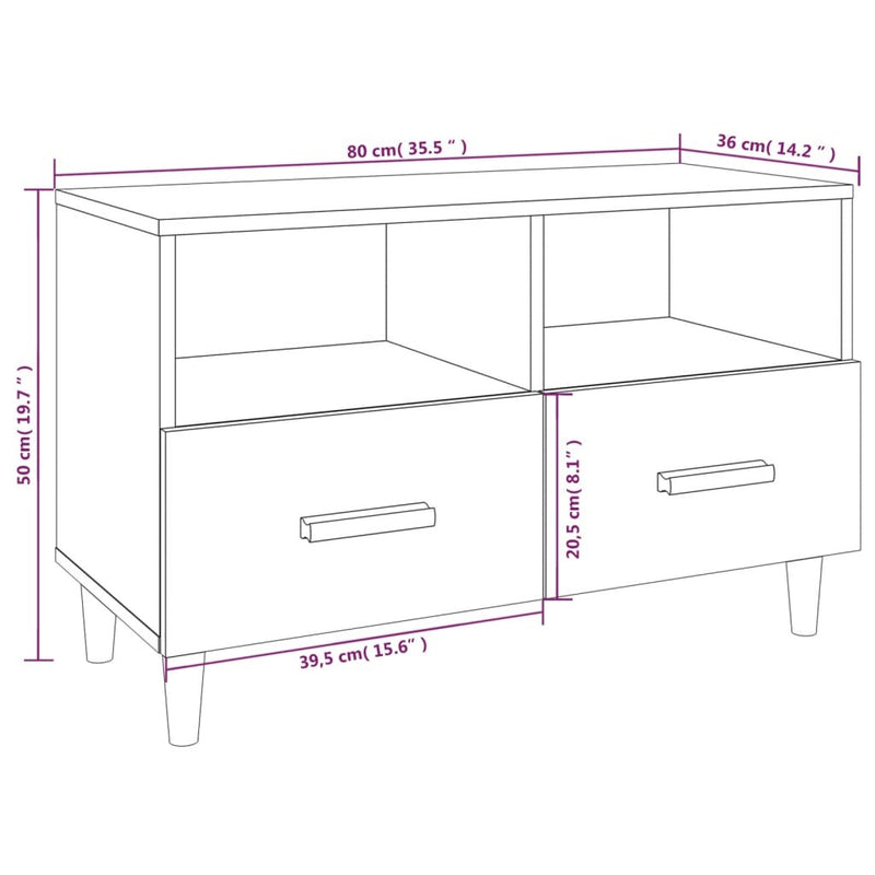 TV Cabinet Black 80x36x50 cm Engineered Wood