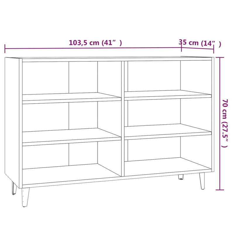 Sideboard Grey Sonoma 103.5x35x70 cm Engineered Wood