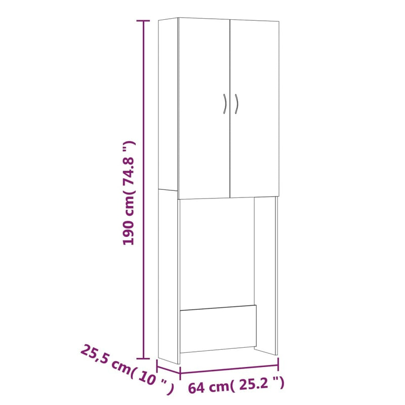 Washing Machine Cabinet Smoked Oak 64x25.5x190 cm