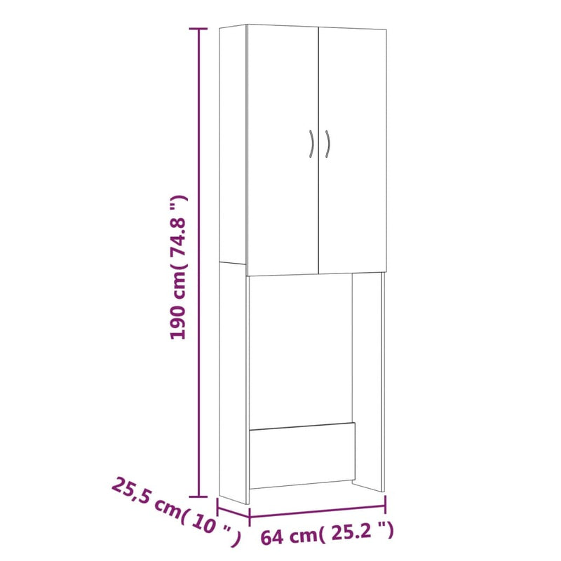 Washing Machine Cabinet Brown Oak 64x25.5x190 cm