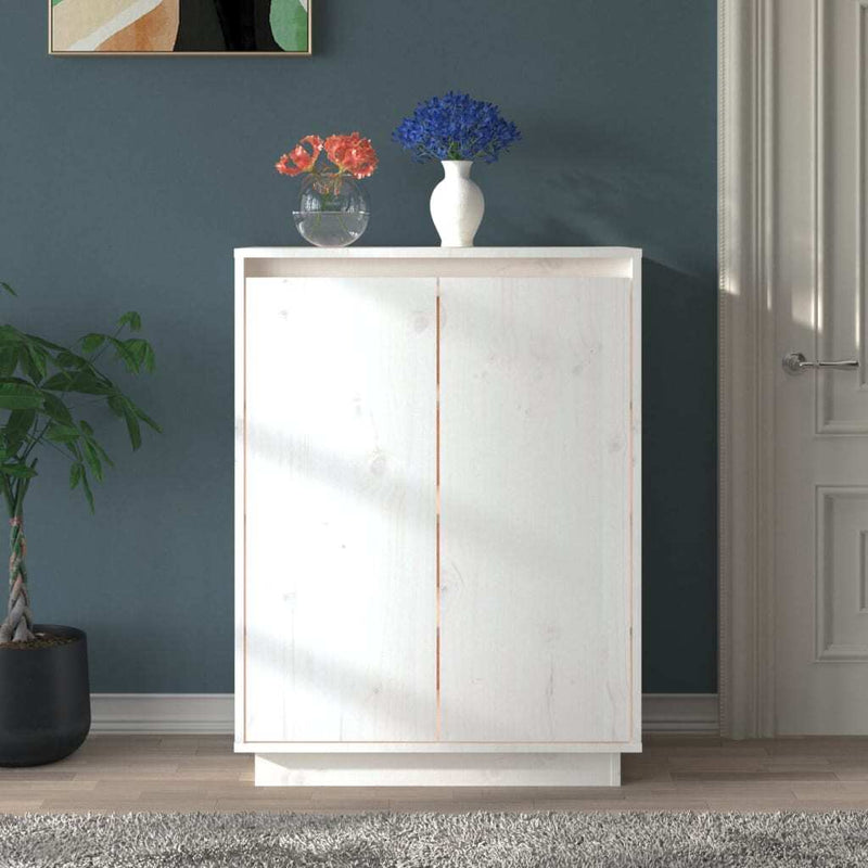 Shoe Cabinet White 60x35x80 cm Solid Wood Pine