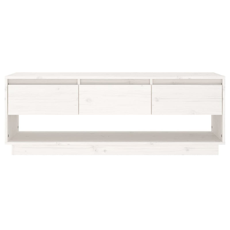 TV Cabinet White 110.5x34x40 cm Solid Wood Pine