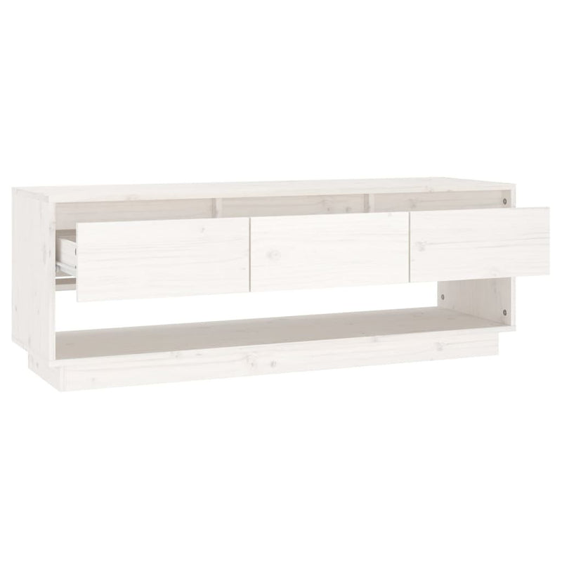 TV Cabinet White 110.5x34x40 cm Solid Wood Pine