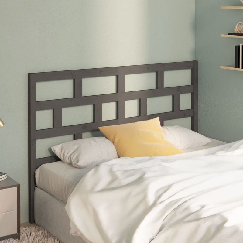 Bed Headboard Grey 141x4x100 cm Solid Wood Pine