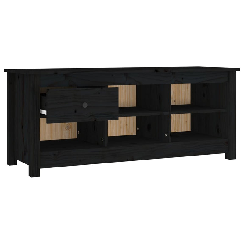 Shoe Cabinet Black 110x38x45.5 cm Solid Wood Pine