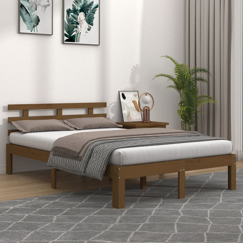 Bed Frame without Mattress Honey Brown Solid Wood 200x200 cm