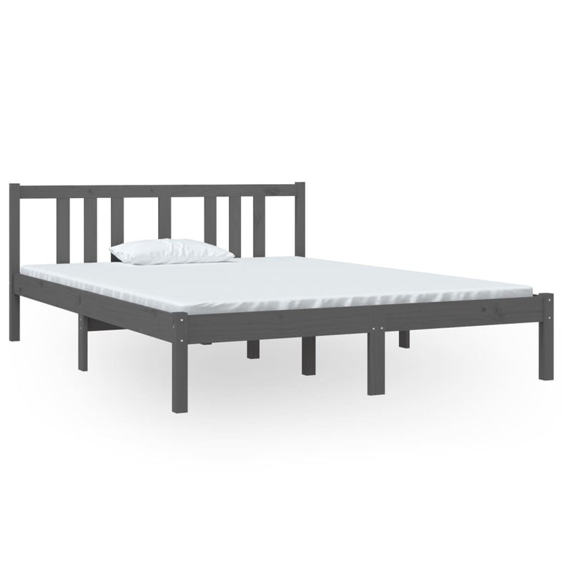 Bed Frame without Mattress Grey Solid Wood 140x190 cm