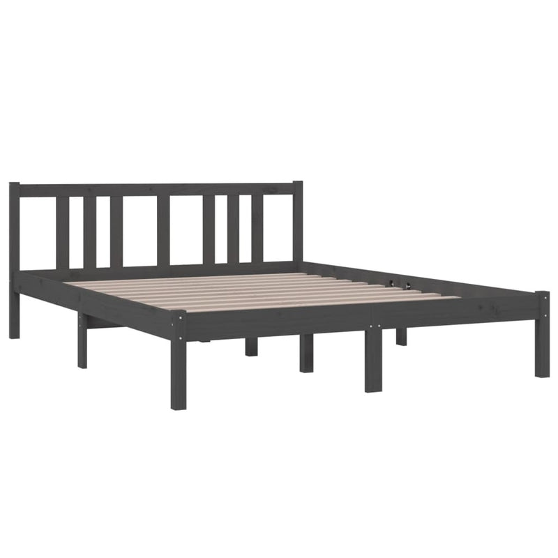 Bed Frame without Mattress Grey Solid Wood 140x190 cm