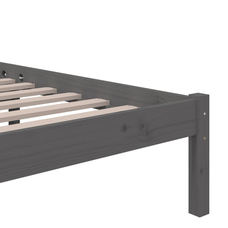 Bed Frame without Mattress Grey Solid Wood 140x190 cm