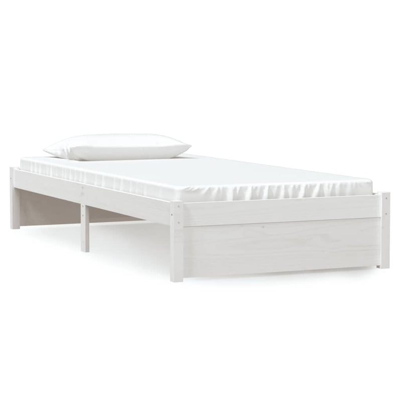 Bed Frame without Mattress White Solid Wood 90x200 cm