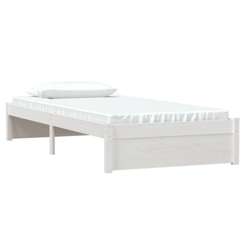 Bed Frame without Mattress White Solid Wood 90x200 cm