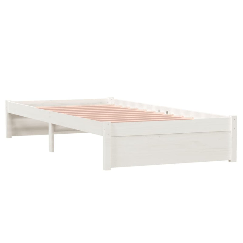 Bed Frame without Mattress White Solid Wood 90x200 cm