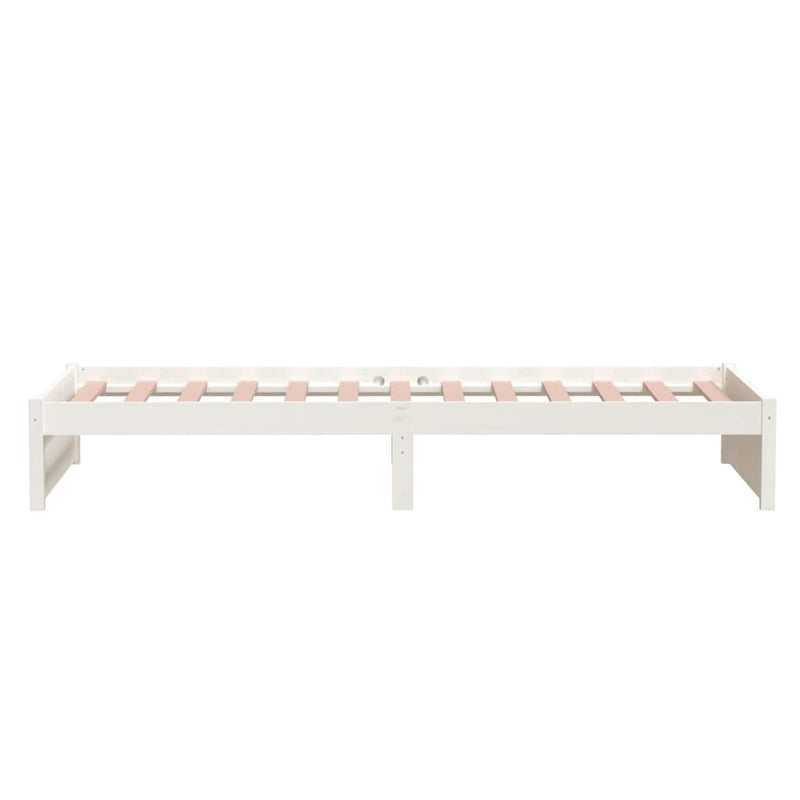 Bed Frame without Mattress White Solid Wood 90x200 cm